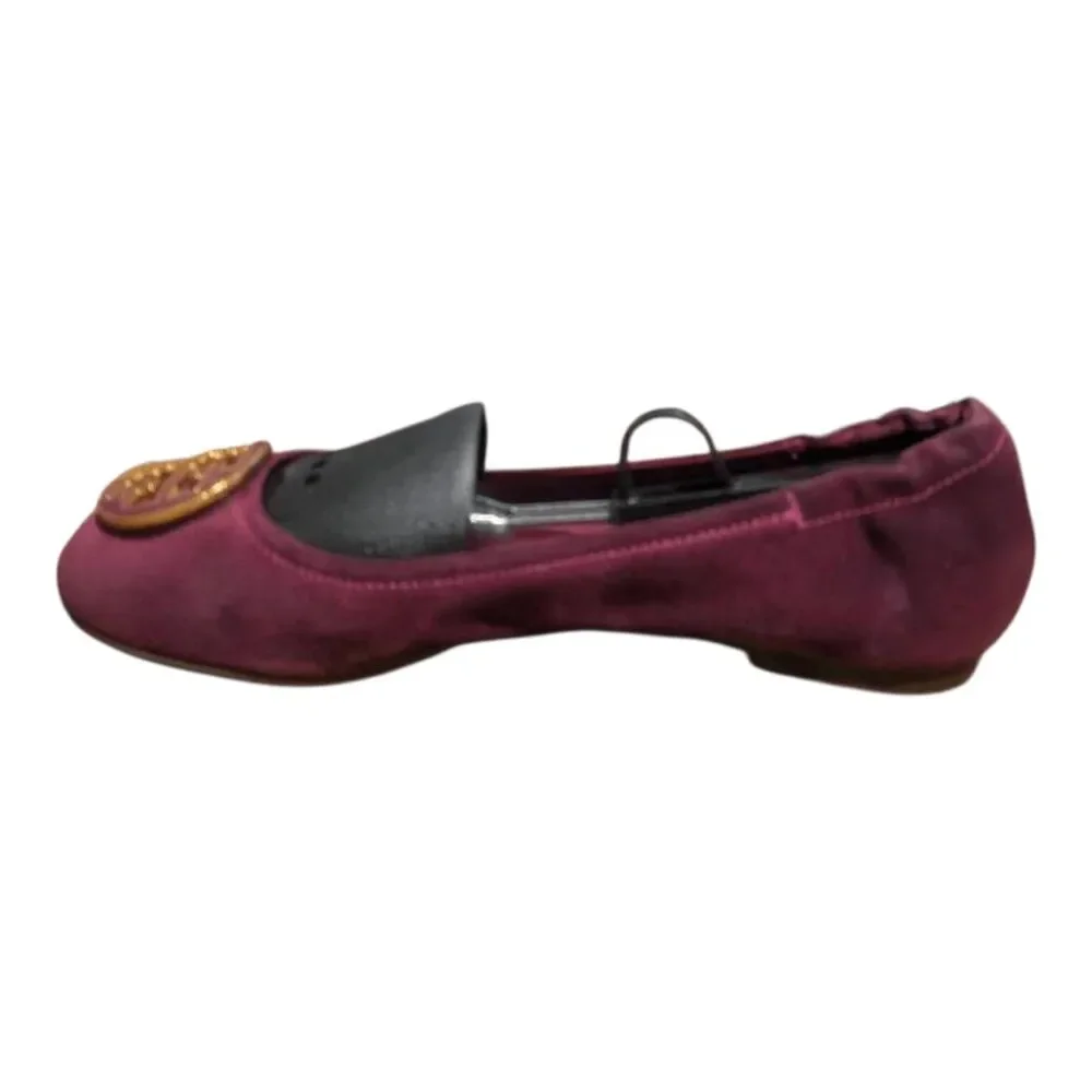 TORY BURCH Reva Maroon Suede Ballet Flats Size 8.5M